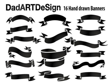 Simple Blank Ribbon Banners Hand Drawn 16 Png High Res Files Ready To