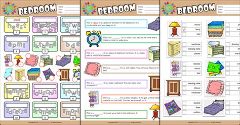 Bedroom ESL Printable Worksheets For Kids 2