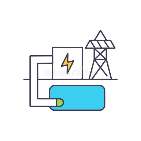 Air Engines Driving Electrical Generator To Produce Electricity Rgb Color Icon Stock Vector