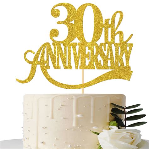 Buy Gold Glitter 30th Anniversary Cake Topper For 30th Wedding