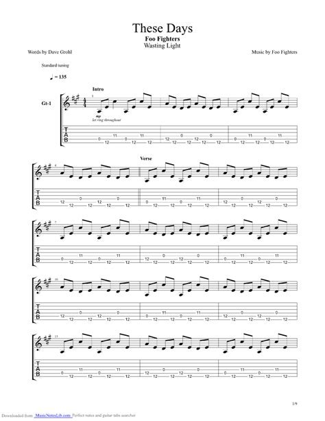 These Days Guitar Pro Tab By Foo Fighters