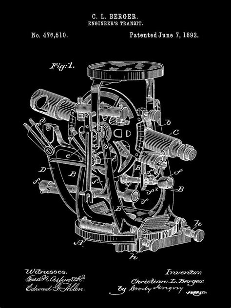 Engineer S Transit Patent Black Digital Art By Stephen Younts