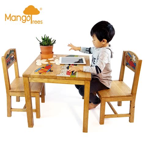Kids use their desk while reading, studying, playing board games, assignments, writing etc. Solid Wood Kids Table Chair Set Study Desk Dining Children ...