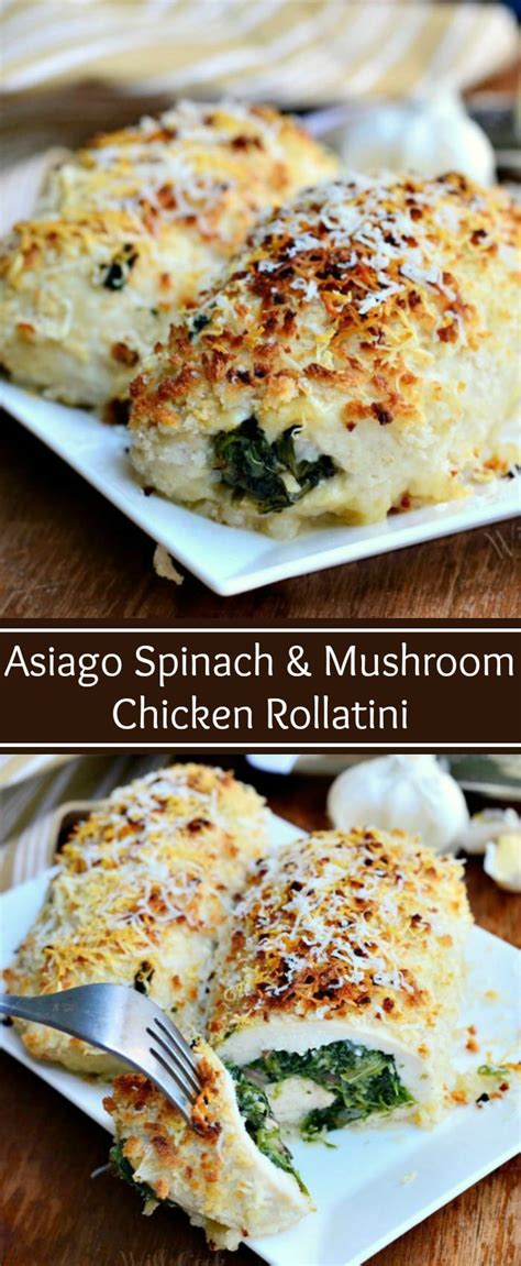 Chicken is an affordable and flavorful source of protein. Asiago Spinach & Mushroom Chicken Rollatini - Will Cook ...