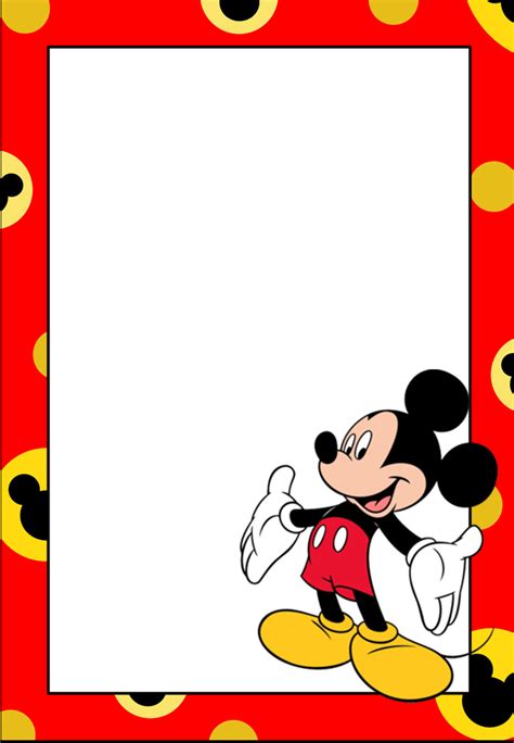 Free Printable Frame 264png 720×1040 Invitación De Mickey Mouse