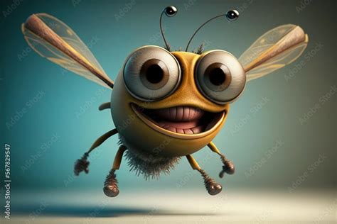 A Cartoon Character With Big Eyes And A Smile On His Face Flying