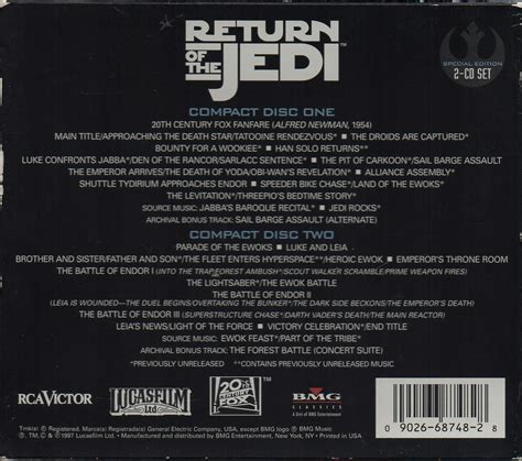 Return Of The Jedi Soundtrack 2cd