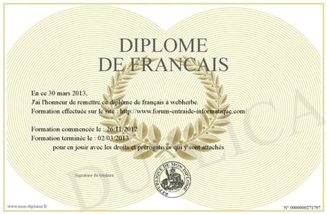 Modele De Diplome Francais