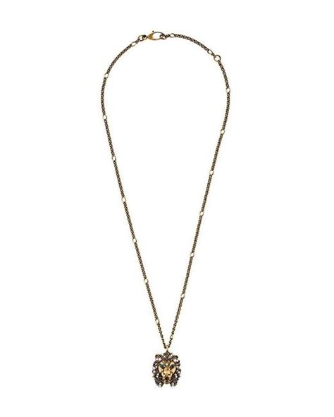 Gucci Lion Head Necklace In Metallic For Men Lyst