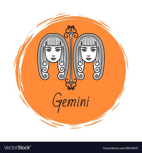 Gemini Zodiac Sign Twins Horoscope Astrology Vector Image