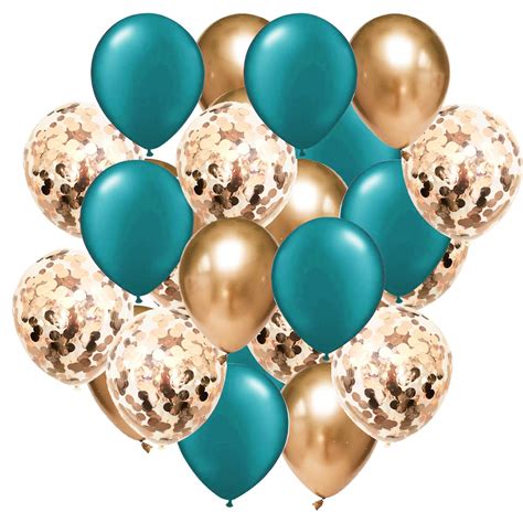 Buy Teal Gold Confetti Balloons For Teal Gold Birthday Party