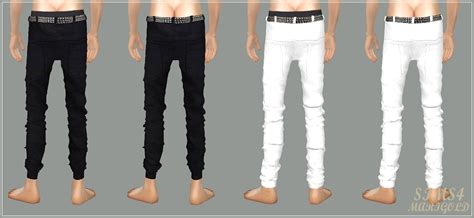 Maleblackandwhite Jeans블랙 앤 화이트 청바지남자 의상 Sims4 Marigold
