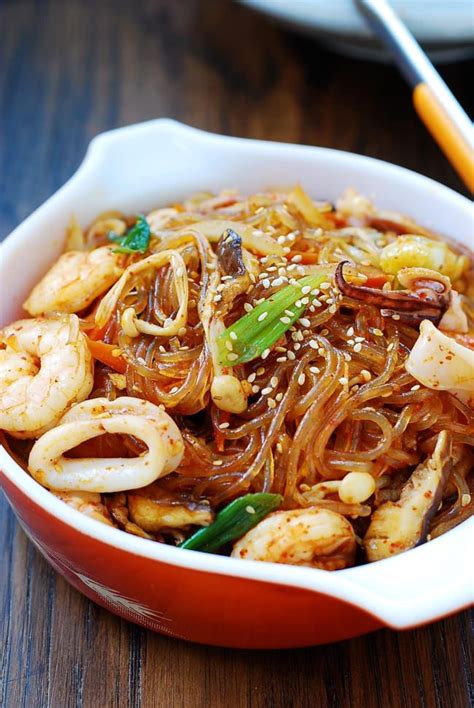 Cup kimchi (increase more if you like it spicy); Spicy Seafood Japchae | Recipe in 2020 | Asian recipes ...