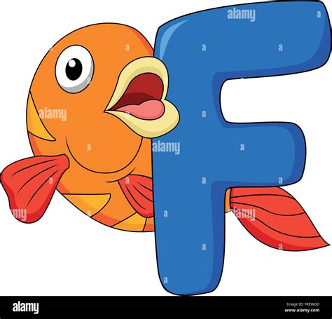 Alphabet F Mit Fisch Cartoon Stock Vektorgrafik Alamy