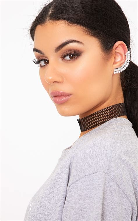 Alissa Silver Jewelled Ear Cuff Shop Accessories Prettylittlething