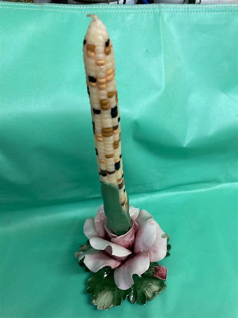 Vintage Capodimonte Porcelain Pink Rose Flower Candle Holder Etsy