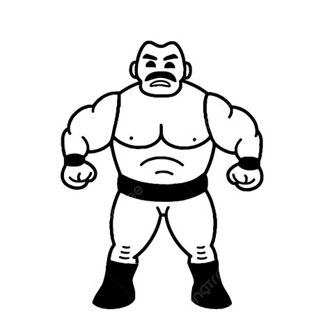 Wrestler Wrestling Logo Printout Outline Sketch Drawing Vector