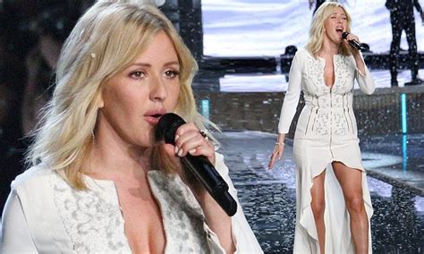 ellie goulding stuns in sexy white dress for victoria s secret show performance daily mail online