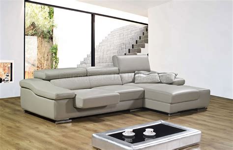 Postmodern 2 piece gray leather sectional sofas. Full Leather Modern Sectional Sofa A567 Grey
