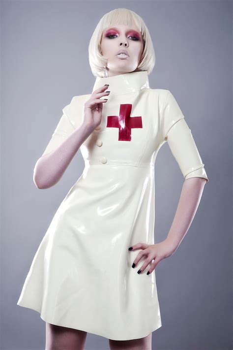 Latex Nurse Skater Skirt Dress With Red Cross Kaoris Latex Dreams