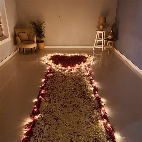 Proposal Setting With Flowers And Candles Pathway At Home In Delhi Ncr