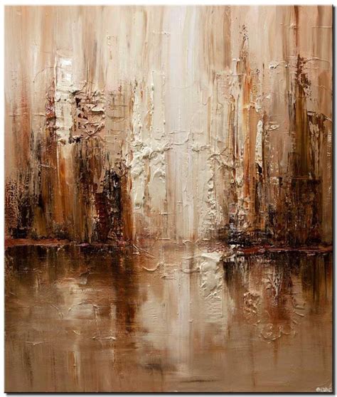 Modern Brown Abstract City Painting City Painting Cityscape Painting