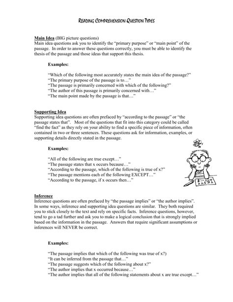 Reading Comprehension Question Types Kinds