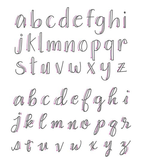 The Font And Numbers Are Drawn In Pink Ink On A White Paper With Black