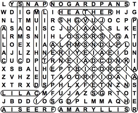 Flowers 1 Solution Large Print Word Search Puzzle