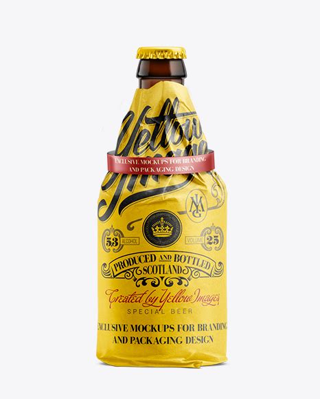 Download 33cl Steinie Beer Bottle Wrapped in White Paper with ...