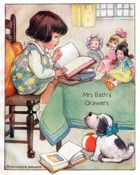 Vintage Childrens Illustration Girl Reading To Her Toys Etsy