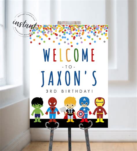 Superhero Welcome Sign Birthday Welcome Sign Superhero Party Etsy