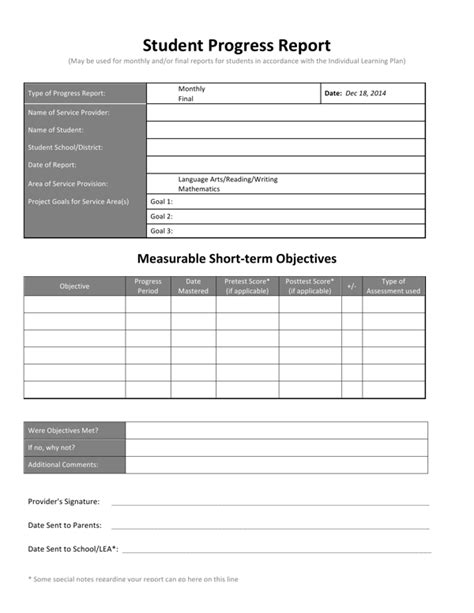 Download Free Student Progress Report For Free Formtemplate