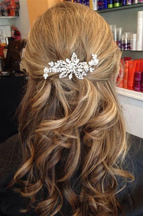 Bridal Hair Accessory Rhinestone Wedding Hair Clip Love The Half Up Half Down With Curls