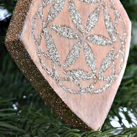 Wood Inlay Ornament With German Glass Glitter Ugly