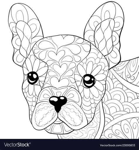 Adult Coloring Bookpage A Cute Dog Image For Vector Image
