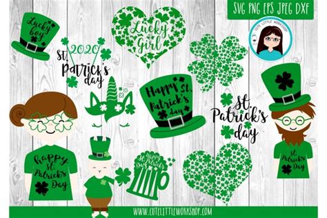 St Patrick Day Svg Bundle With Four Leaf Lucky Shamrocks Etsy