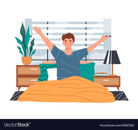 Healthy Young Man Waking Up In Morning Royalty Free Vector