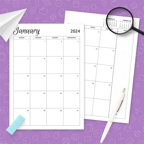 Simple Monthly Calendar Template Printable Pdf