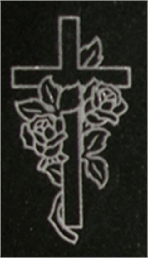 Cross for burial design : Engraved Cross and Flower Cemetery Headstone Design D-18 ...
