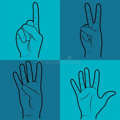 Numbers In Hand Sign Language Isolated On White Stock Vector