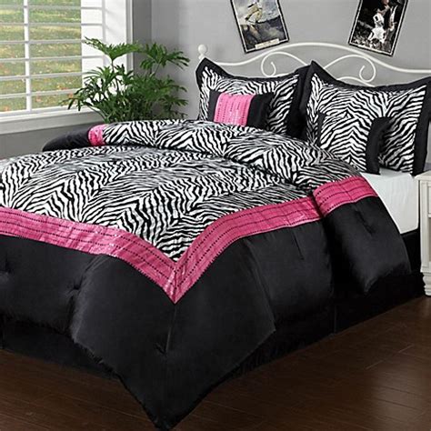 Zebra print bed comforters is in style. Sassy Zebra 5-6 Piece Comforter Set in Black/Pink - Bed ...