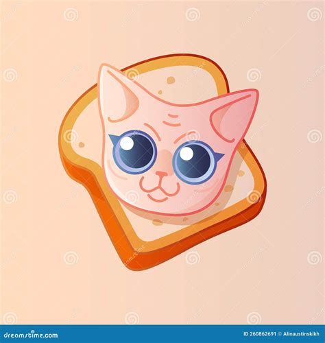 Cute Face Of Sphinx Cat In Piece Of Bread Stock Vector Illustration