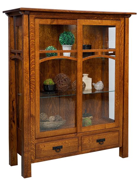 Austin Amish Sliding Door Curio Cabinet Modern Amish Furniture
