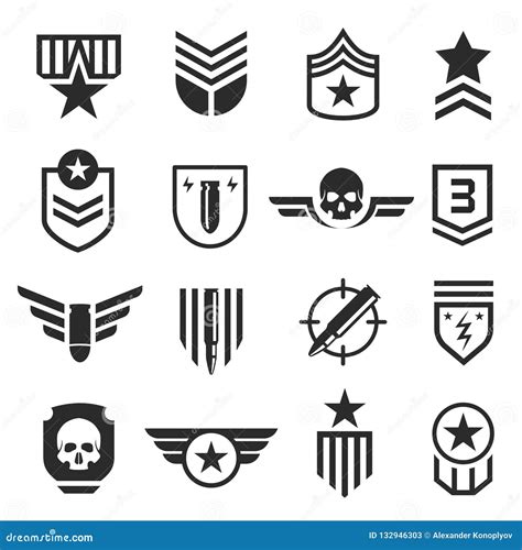 Military And Army Design Element Icon Set Stock Vector Illustration