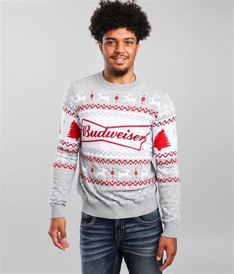 Tipsy Elves Budweiser Ugly Christmas Sweater Mens Sweaters In Grey