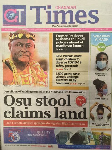 Todays Newspaper Frontpages Tuesday June 23 2020 Bbc Ghana Reports