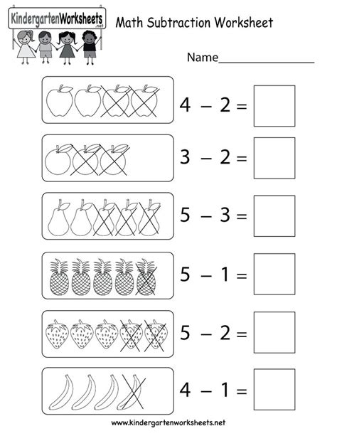 This Is A Subtraction Worksheet For Kindergarteners You Can Download