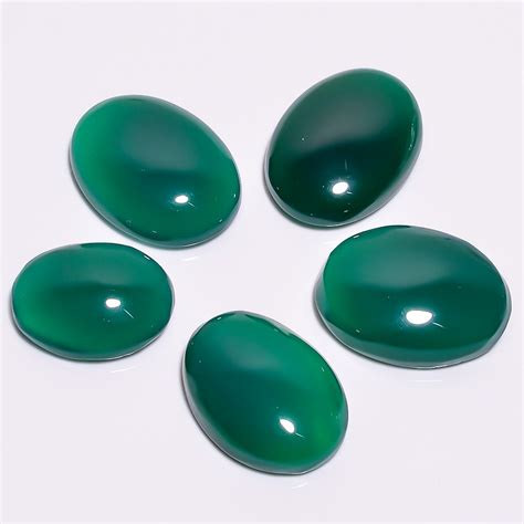 5 Pieces Natural Green Onyx Gemstone Lot Size 25x18 To 20x16