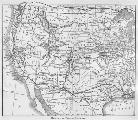 Usa Railroads Antique Map Of The Pacific Railways 1893 Old Chart